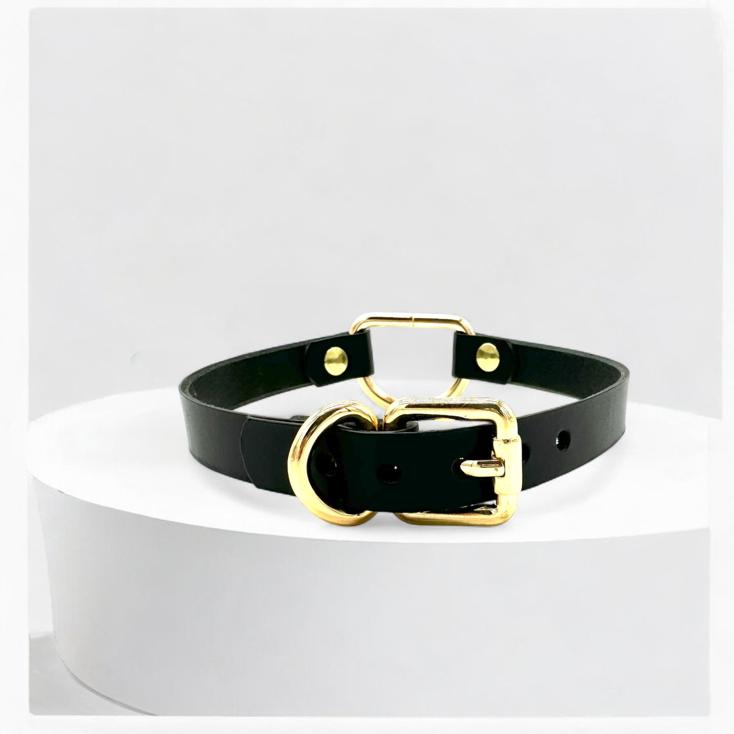 Black D-Ring Leather Choker