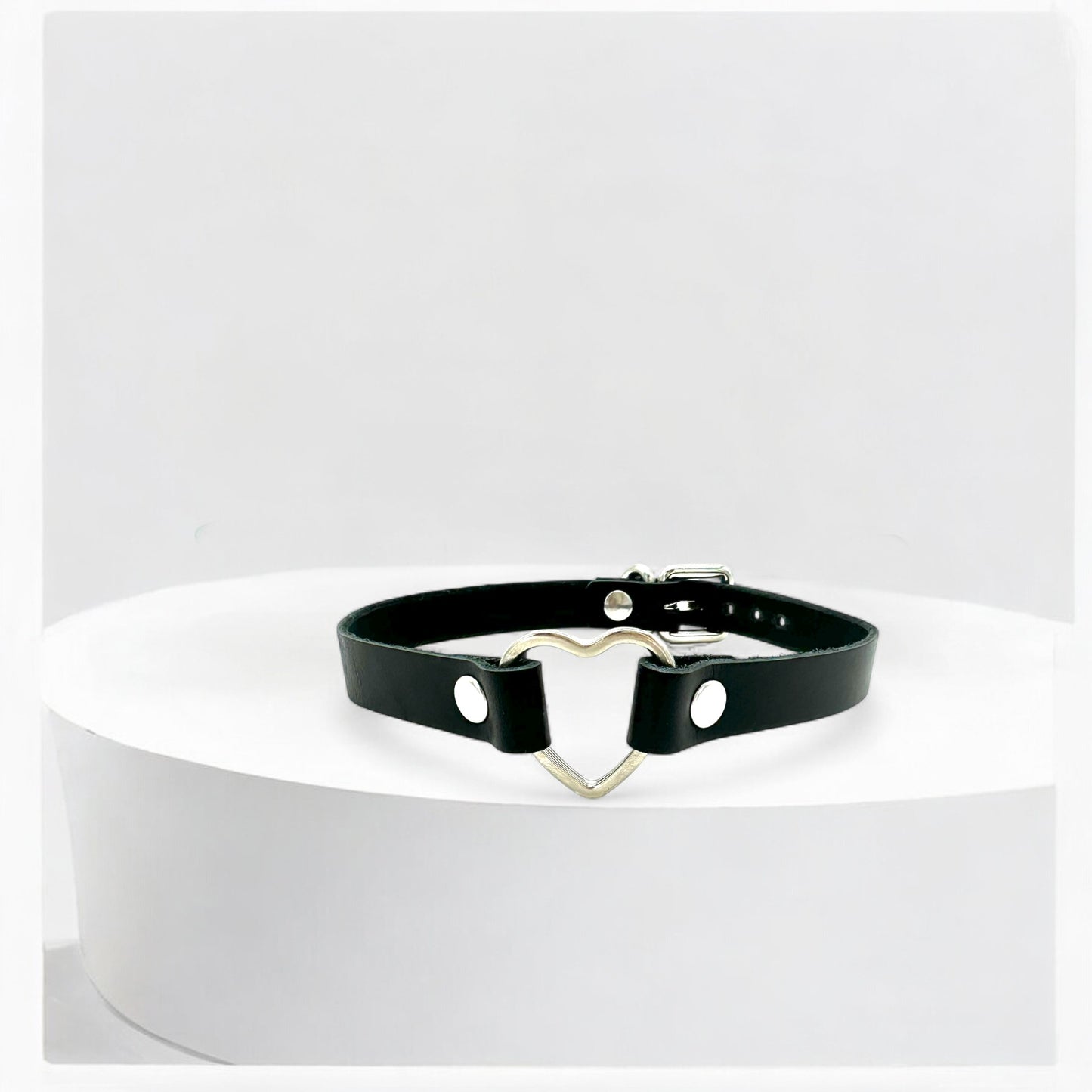 Black Leather Heart Choker