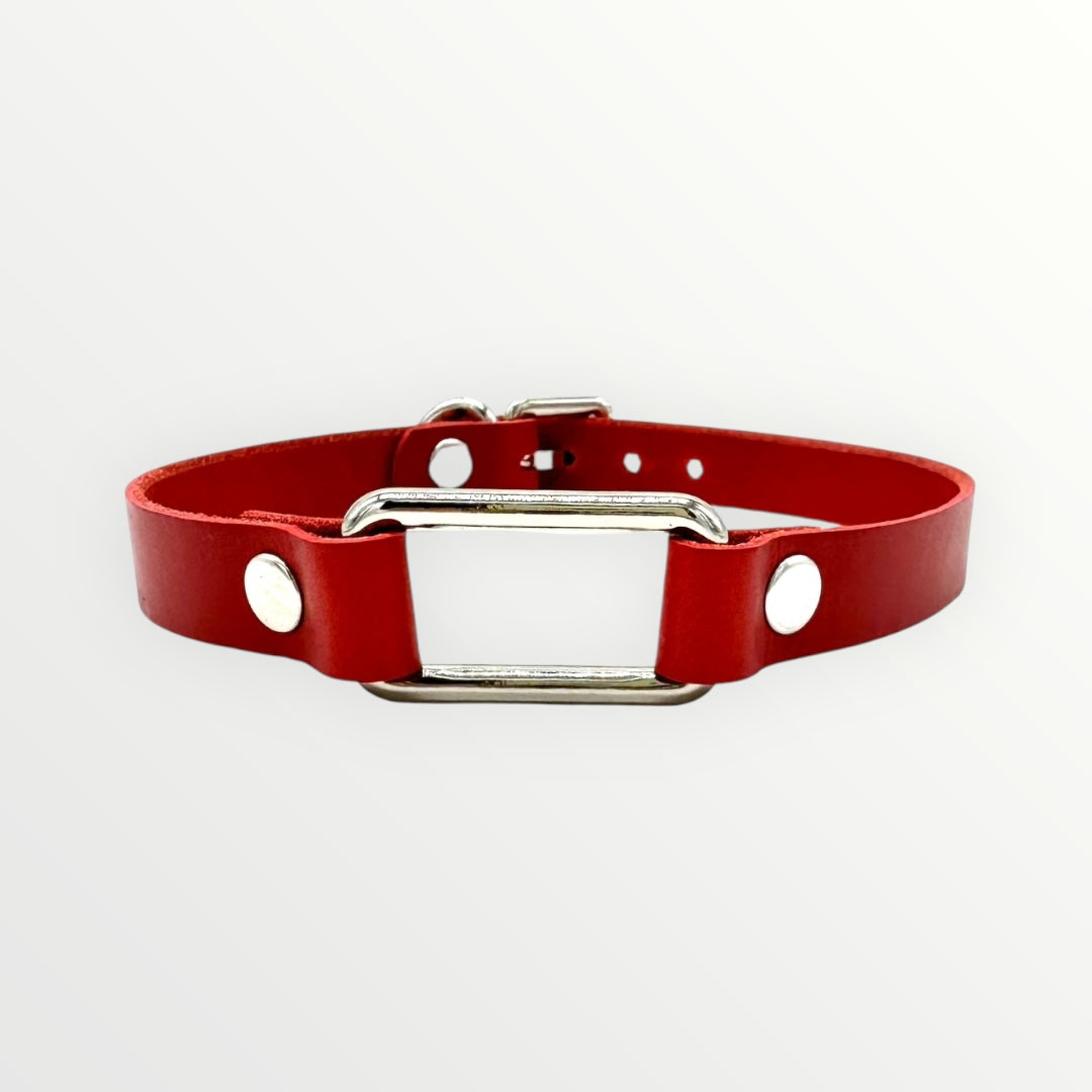 Red Rectangle Leather Choker