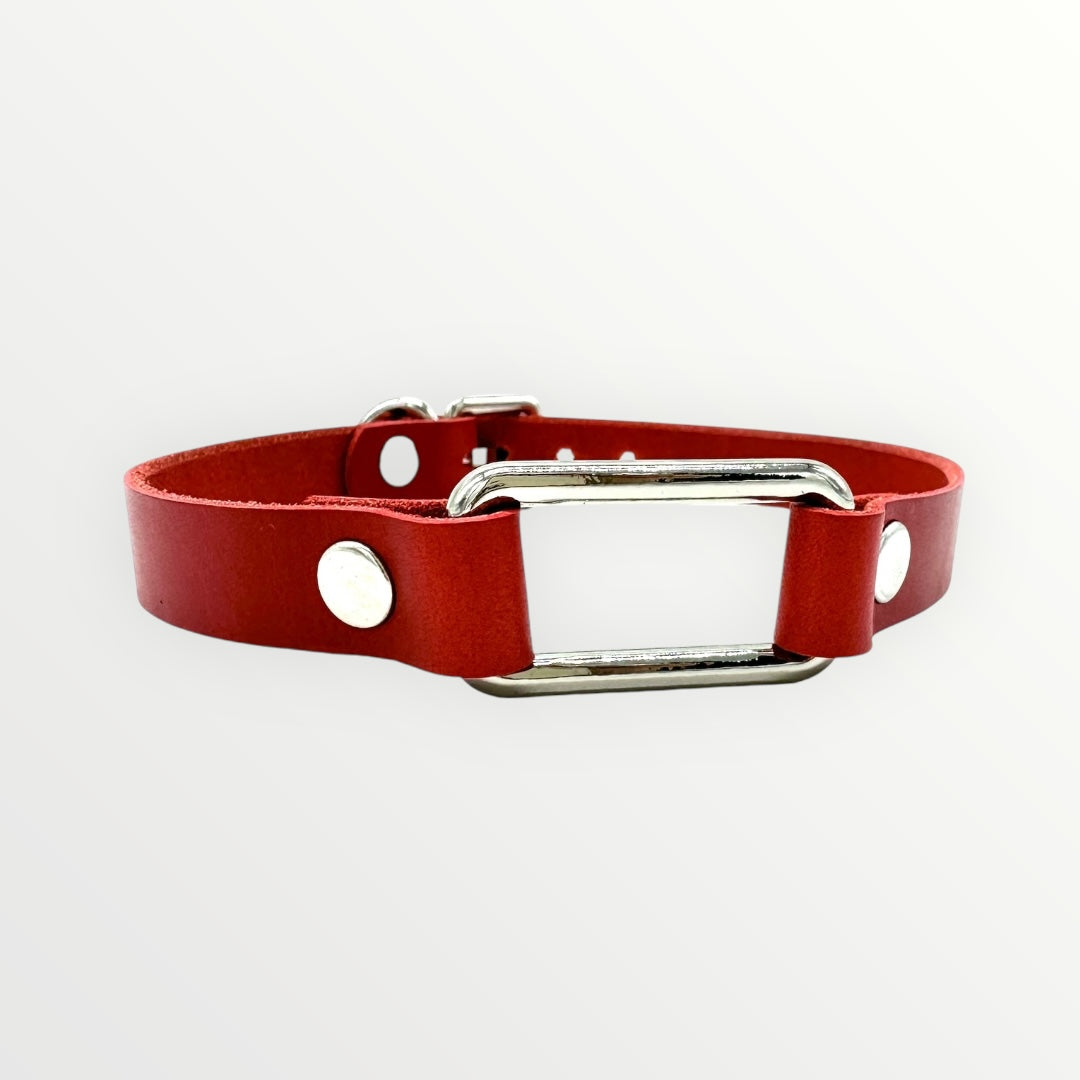 Red Rectangle Leather Choker
