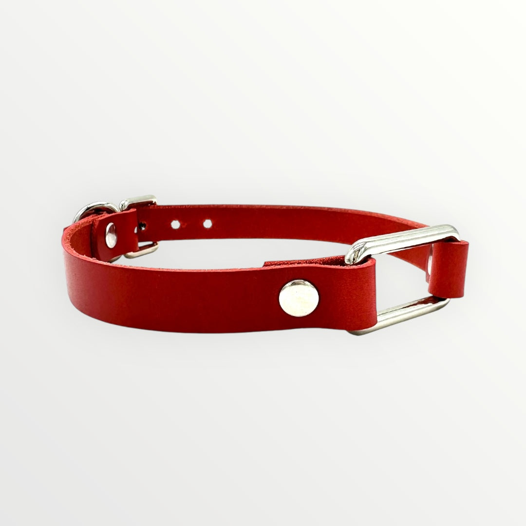 Red Rectangle Leather Choker