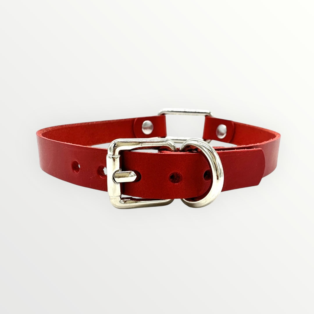 Red Rectangle Leather Choker