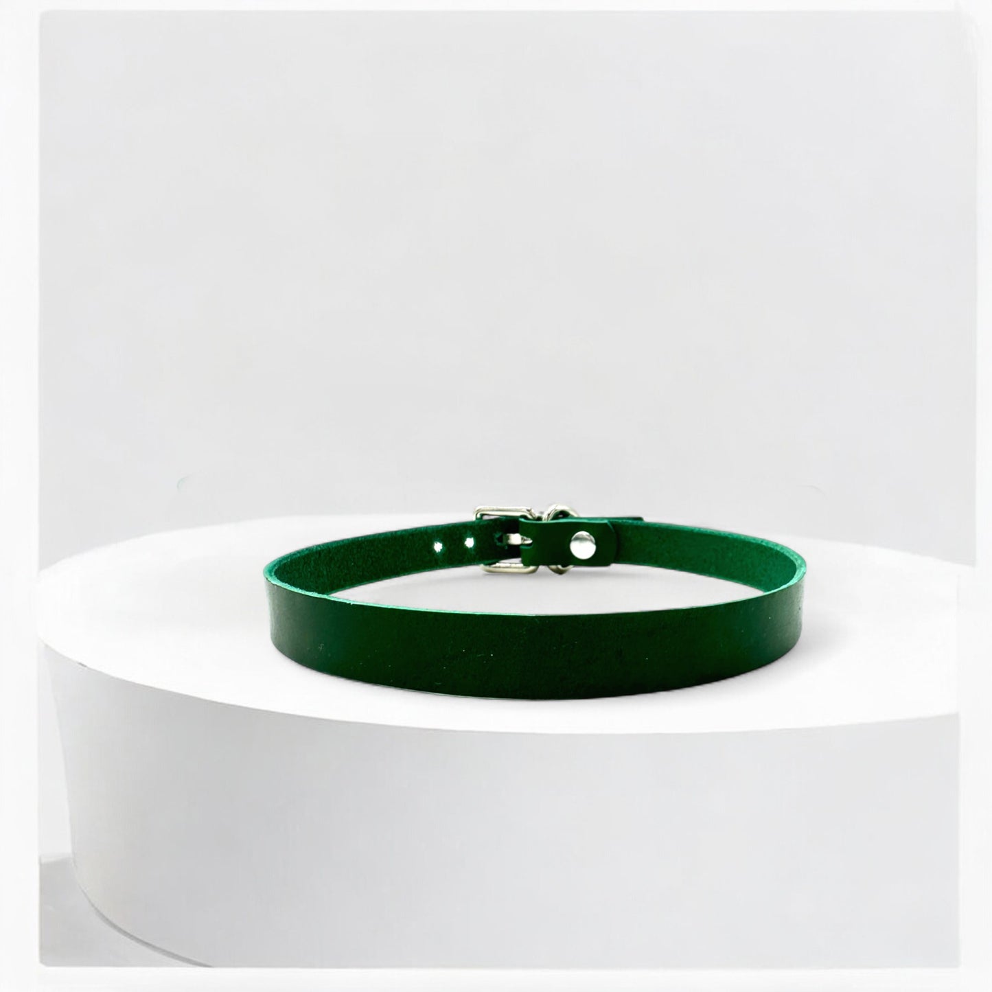 Green Middle O-Link Leather Choker