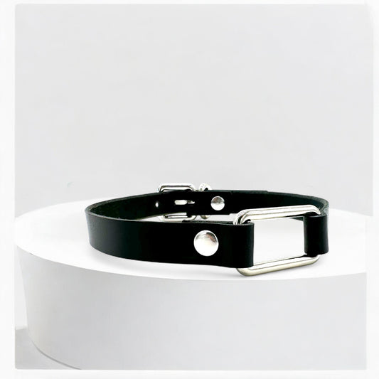 Black Rectangle Leather Choker