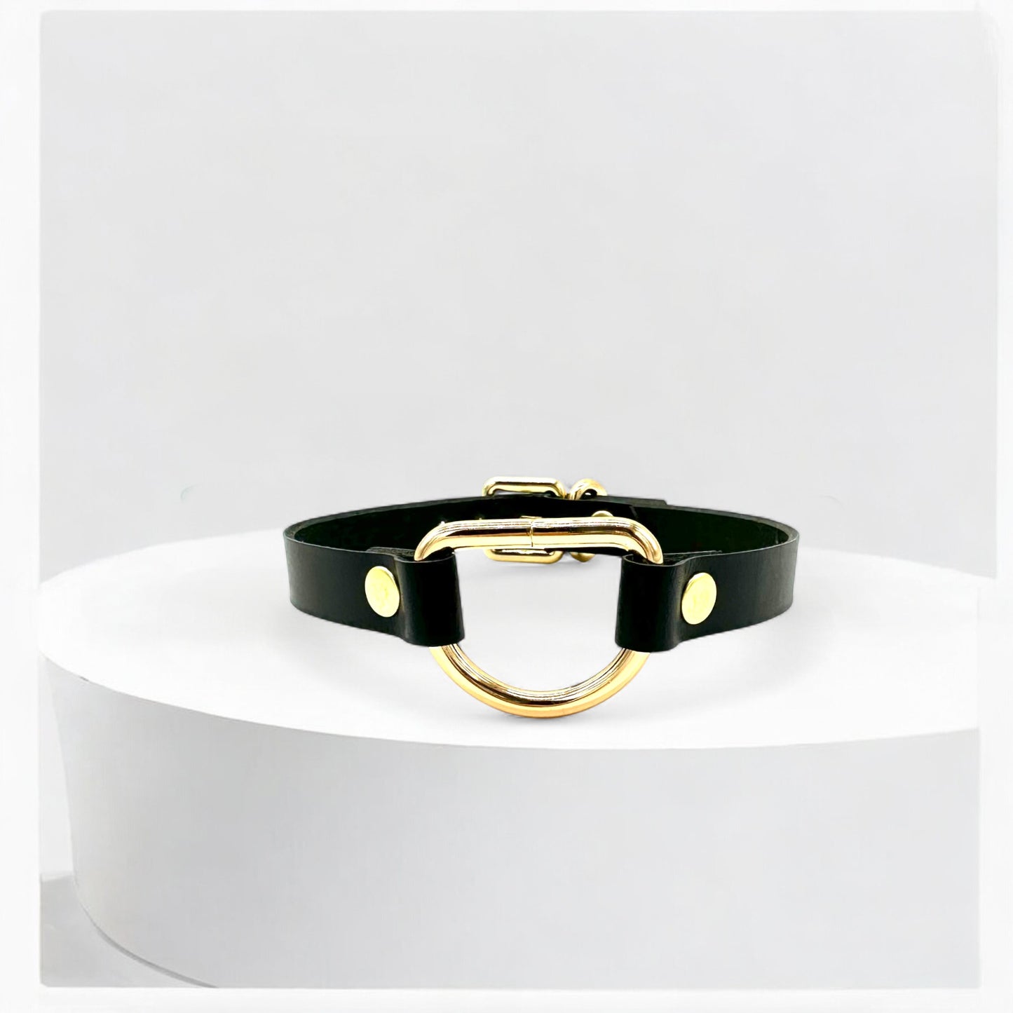 Black D-Ring Leather Choker