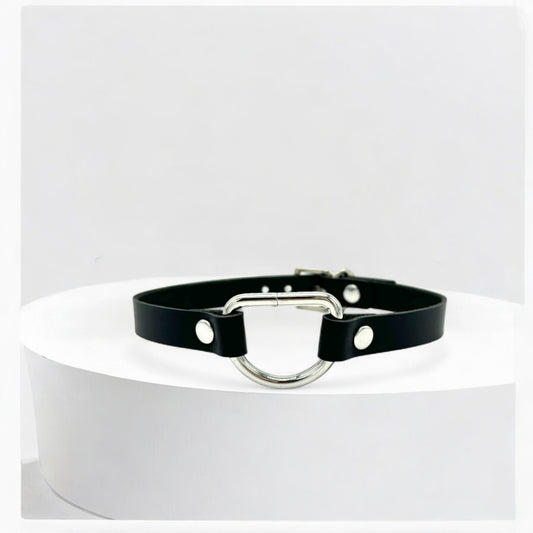 Black D-Ring Leather Choker