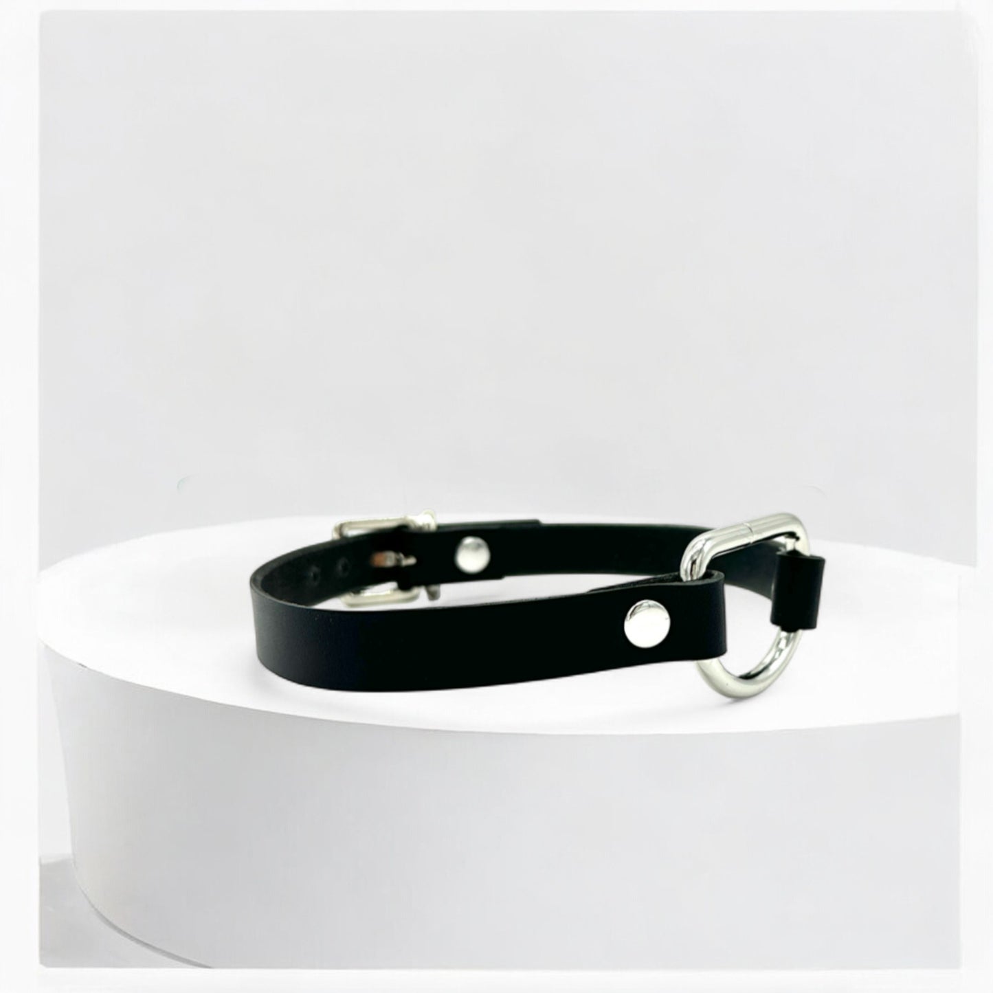 Black D-Ring Leather Choker