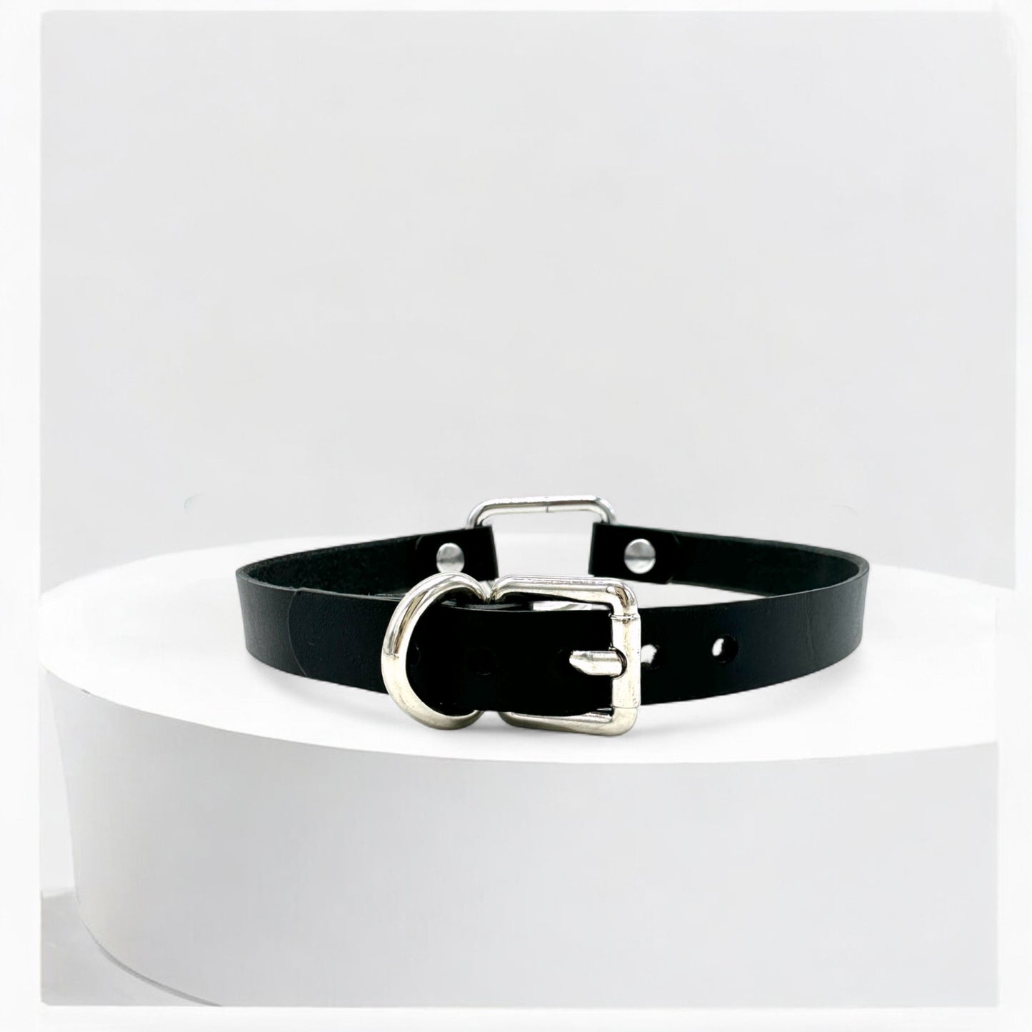 Black D-Ring Leather Choker