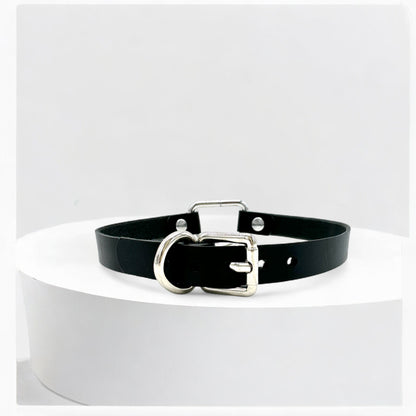 Black D-Ring Leather Choker