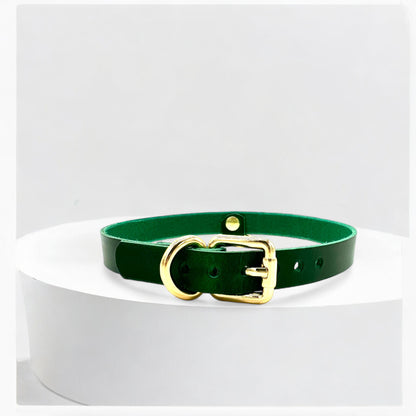 Green Drop Mini D-Ring Leather Choker