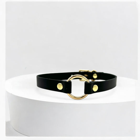 Black O-Ring Leather Choker