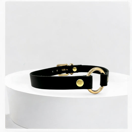 Black O-Ring Leather Choker