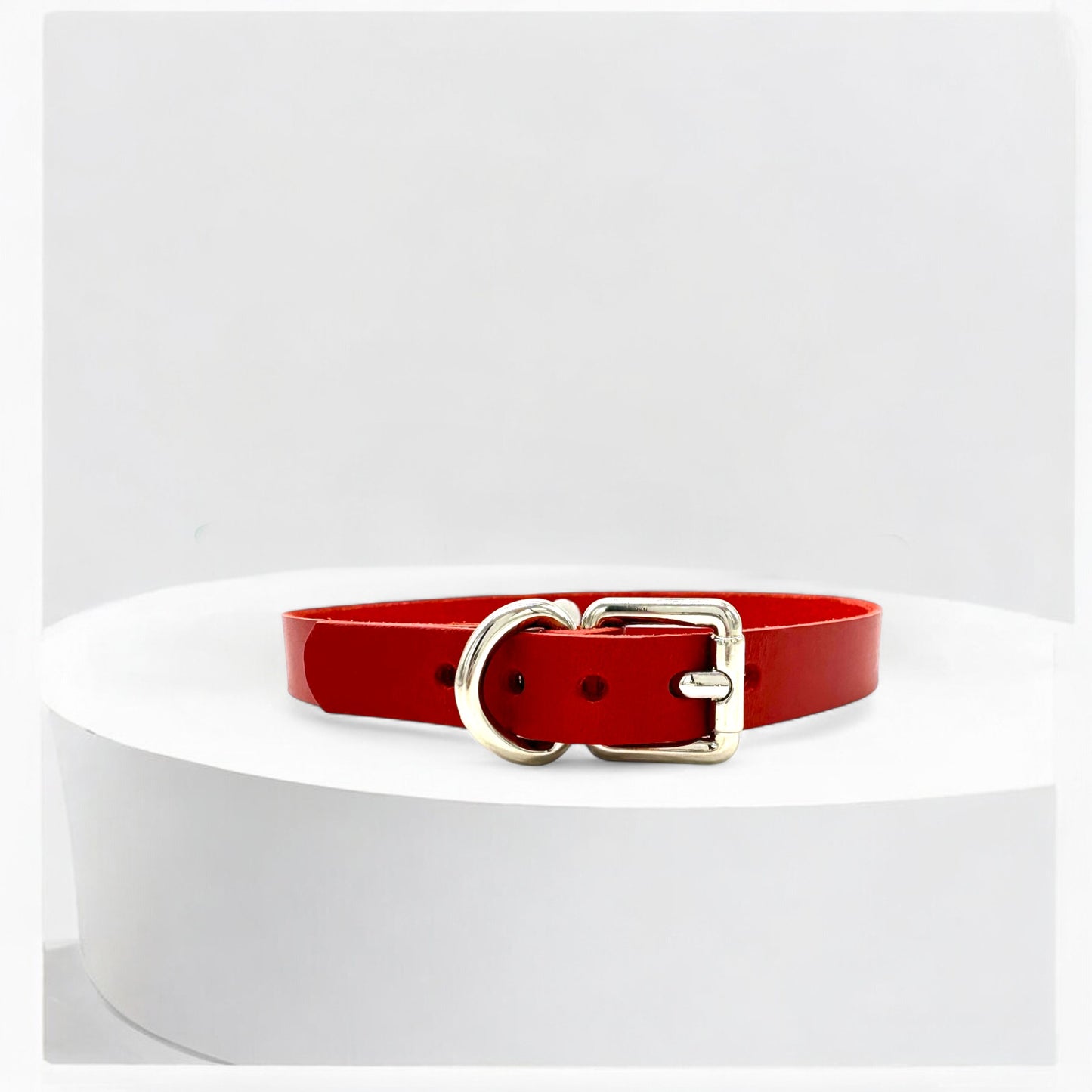 Red Middle O-Link Leather Choker