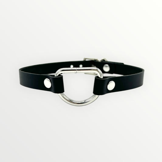 Black Classic Leather Buckle Choker