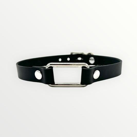 Black Rectangle Leather Choker