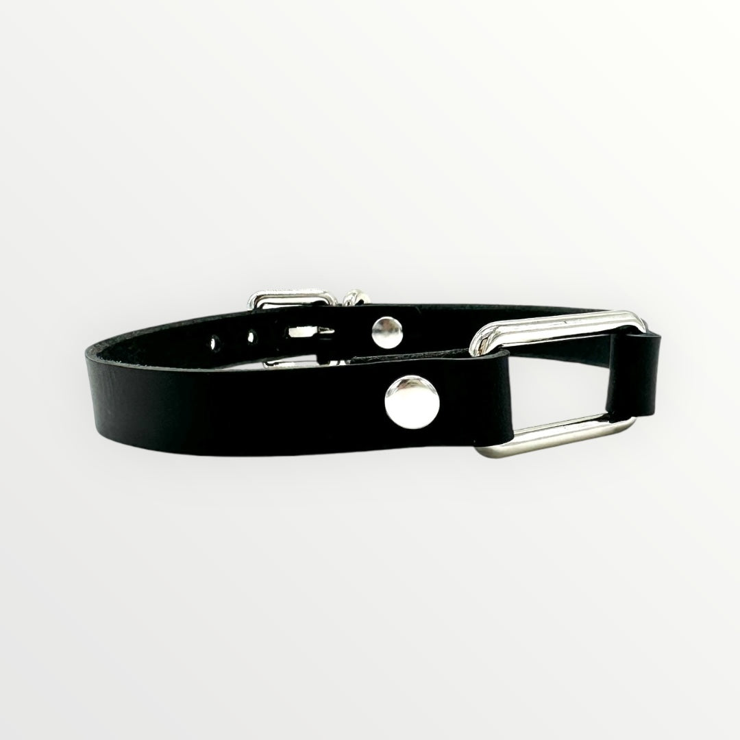 Black Rectangle Leather Choker