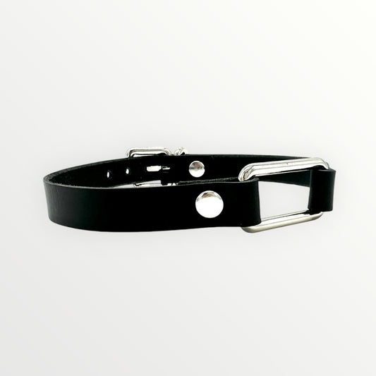 Black Rectangle Leather Choker