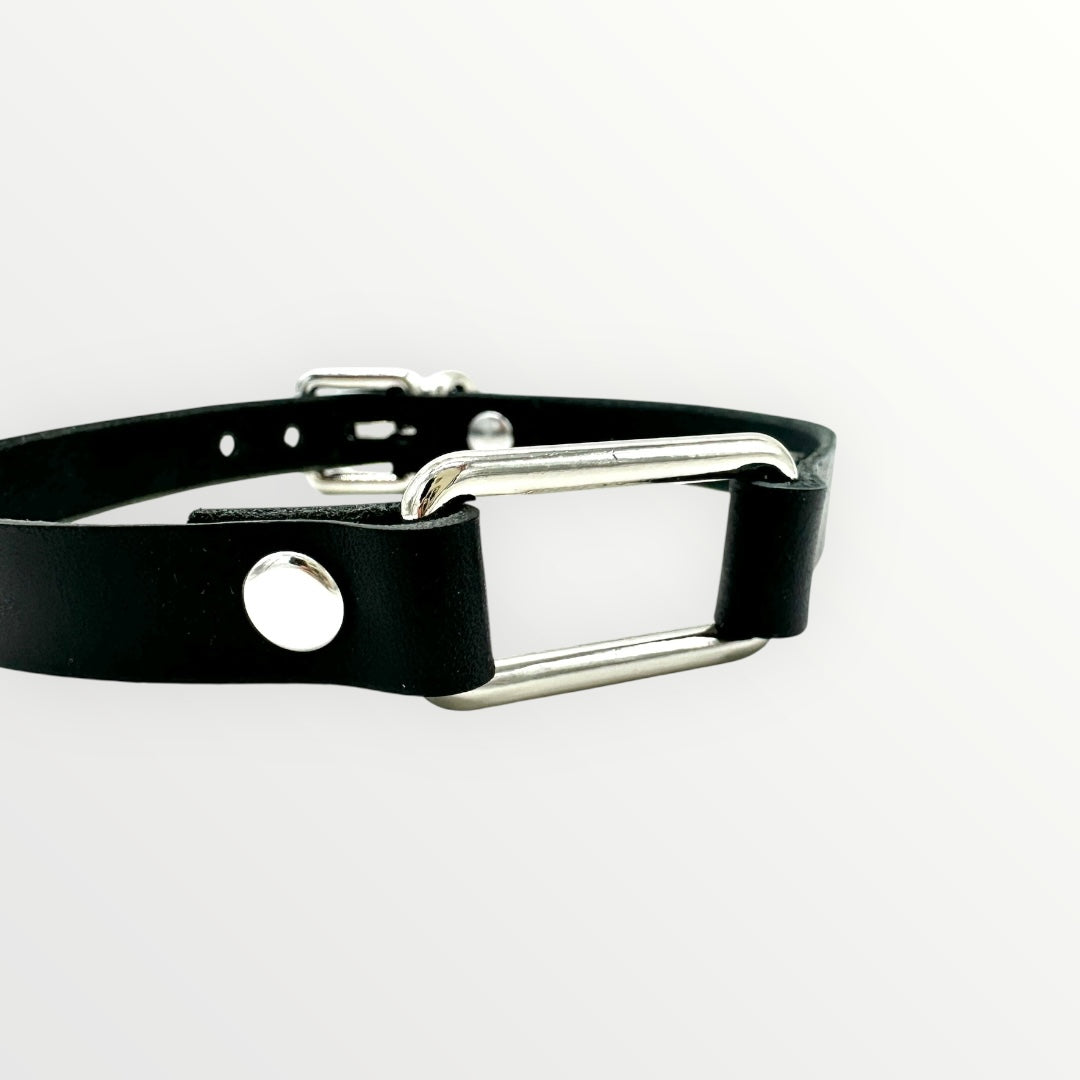 Black Rectangle Leather Choker