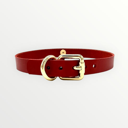 Red D-Ring Leather Choker