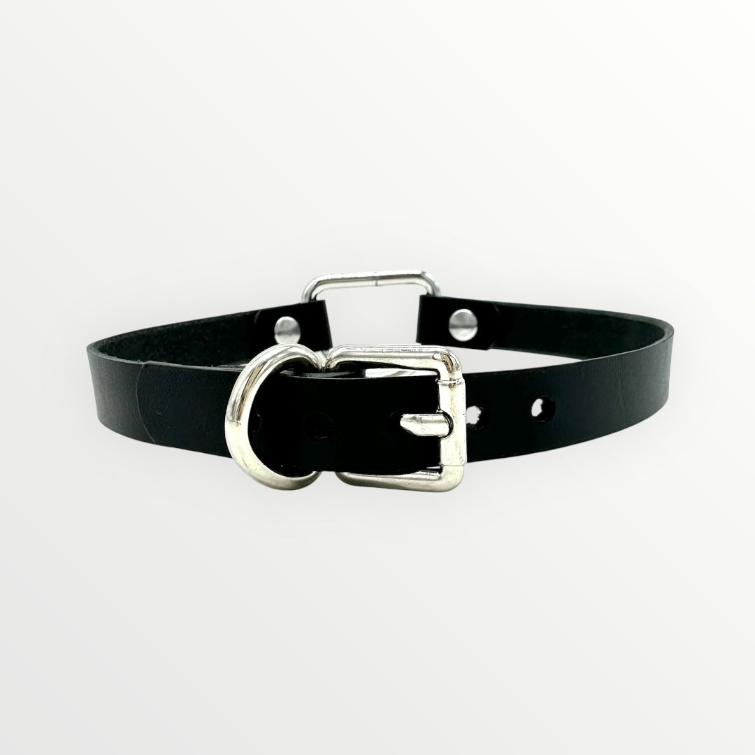 Black Rectangle Leather Choker