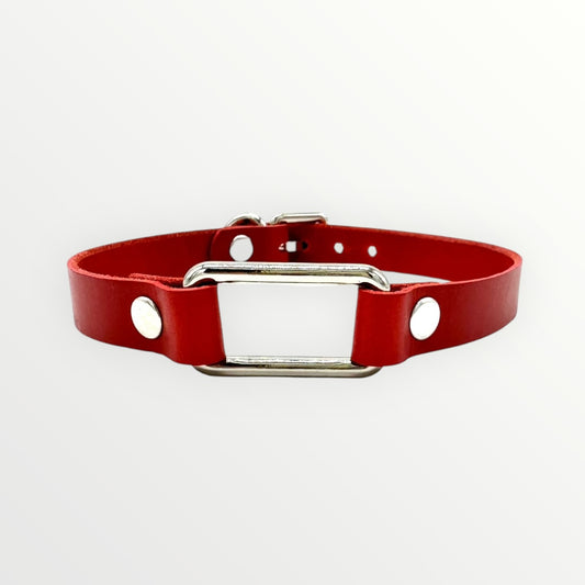 Red Rectangle Leather Choker