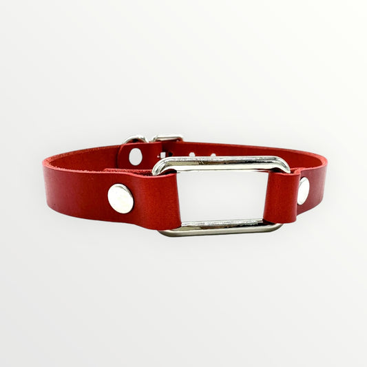 Red Rectangle Leather Choker