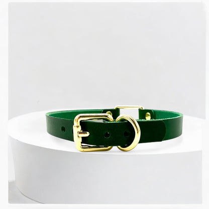 Green D-Ring Leather Choker