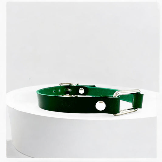 Green Leather Heart Choker