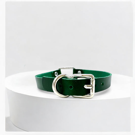 Green Rectangle Leather Choker