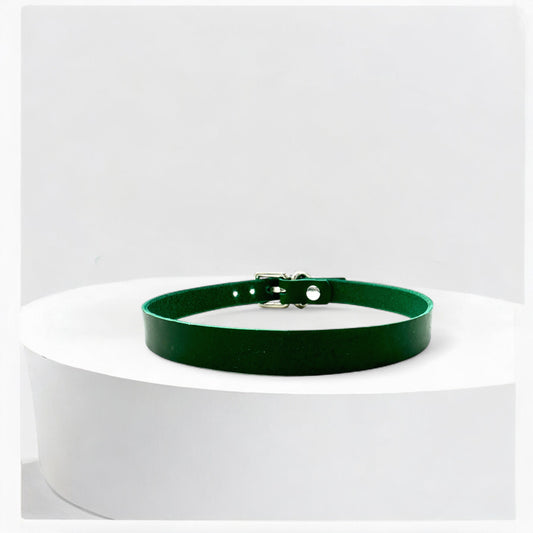 Green Middle O-Link Leather Choker
