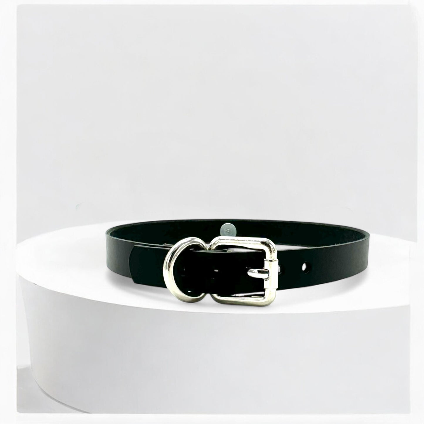 Black Triple O-Link Leather Choker