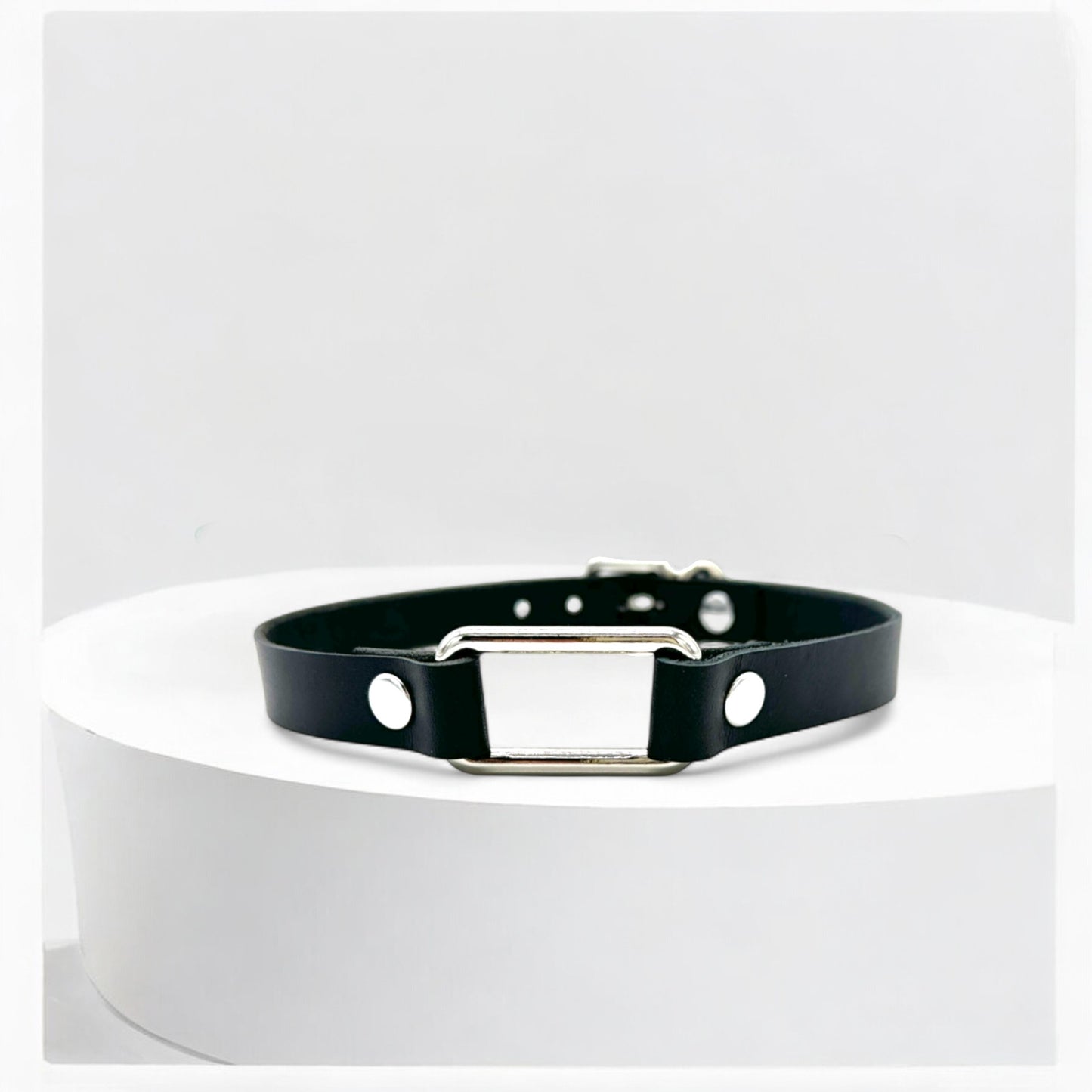Black Rectangle Leather Choker