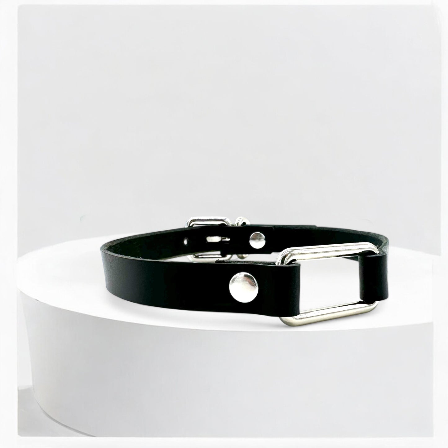 Black Rectangle Leather Choker