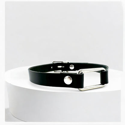 Black Rectangle Leather Choker