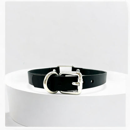 Black Rectangle Leather Choker